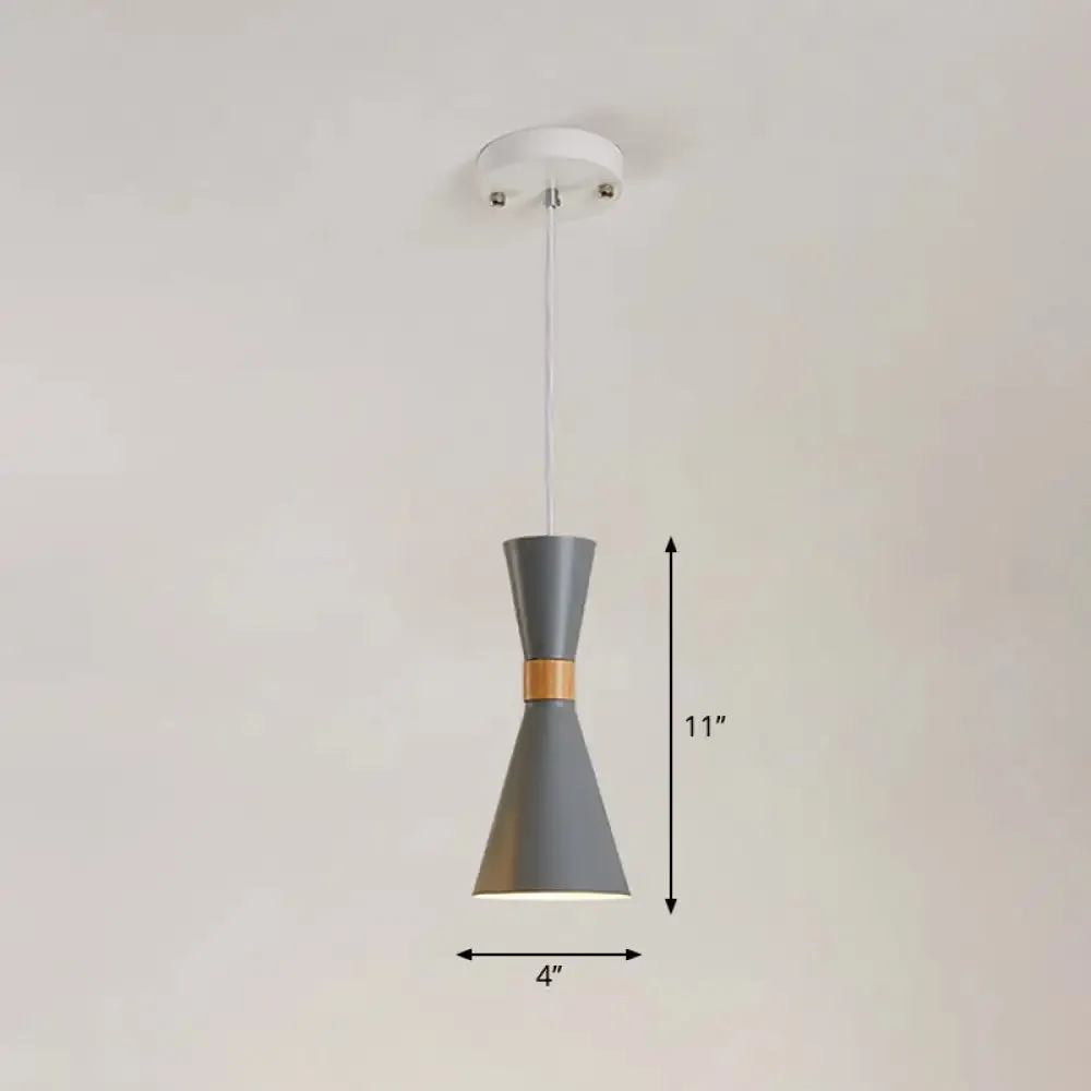 Nordic Metallic Hourglass Pendant Light - Stylish 1-Light Bedside Hanging Ceiling Fixture