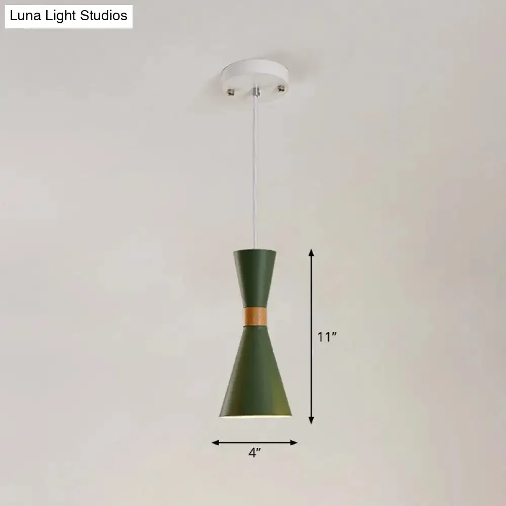 Nordic Metallic Hourglass Pendant Light - Stylish 1-Light Bedside Hanging Ceiling Fixture