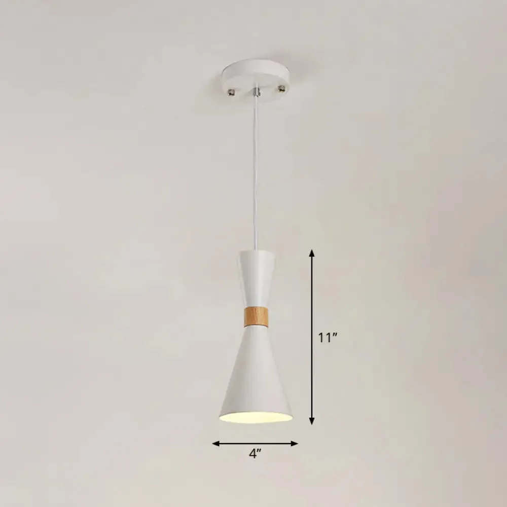 Nordic Metallic Hourglass Pendant Light - Stylish 1-Light Bedside Hanging Ceiling Fixture