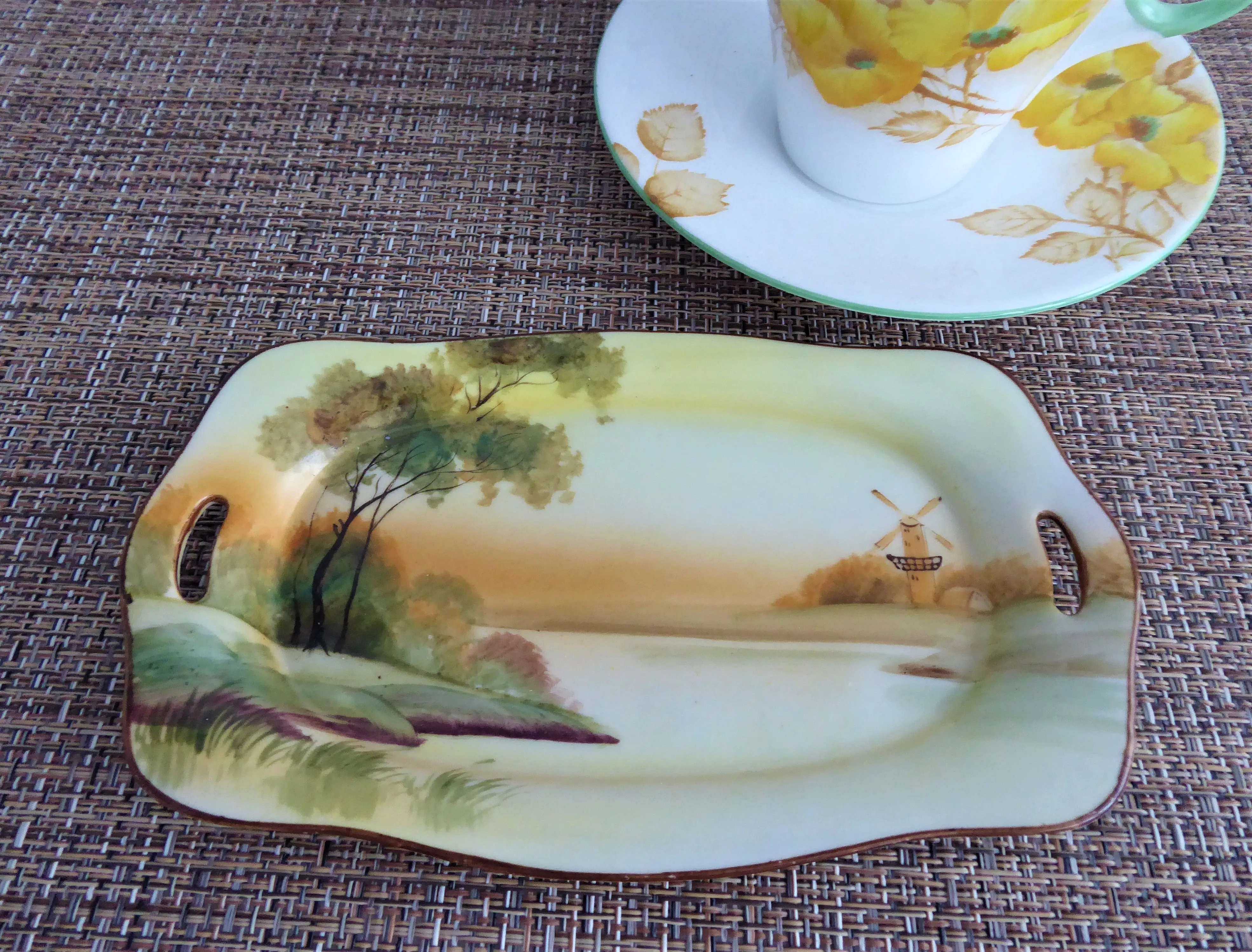 Noritake Nippon Plate Hand Painted Scene Rectangular 1910s Lemons Pen Tray Teabags