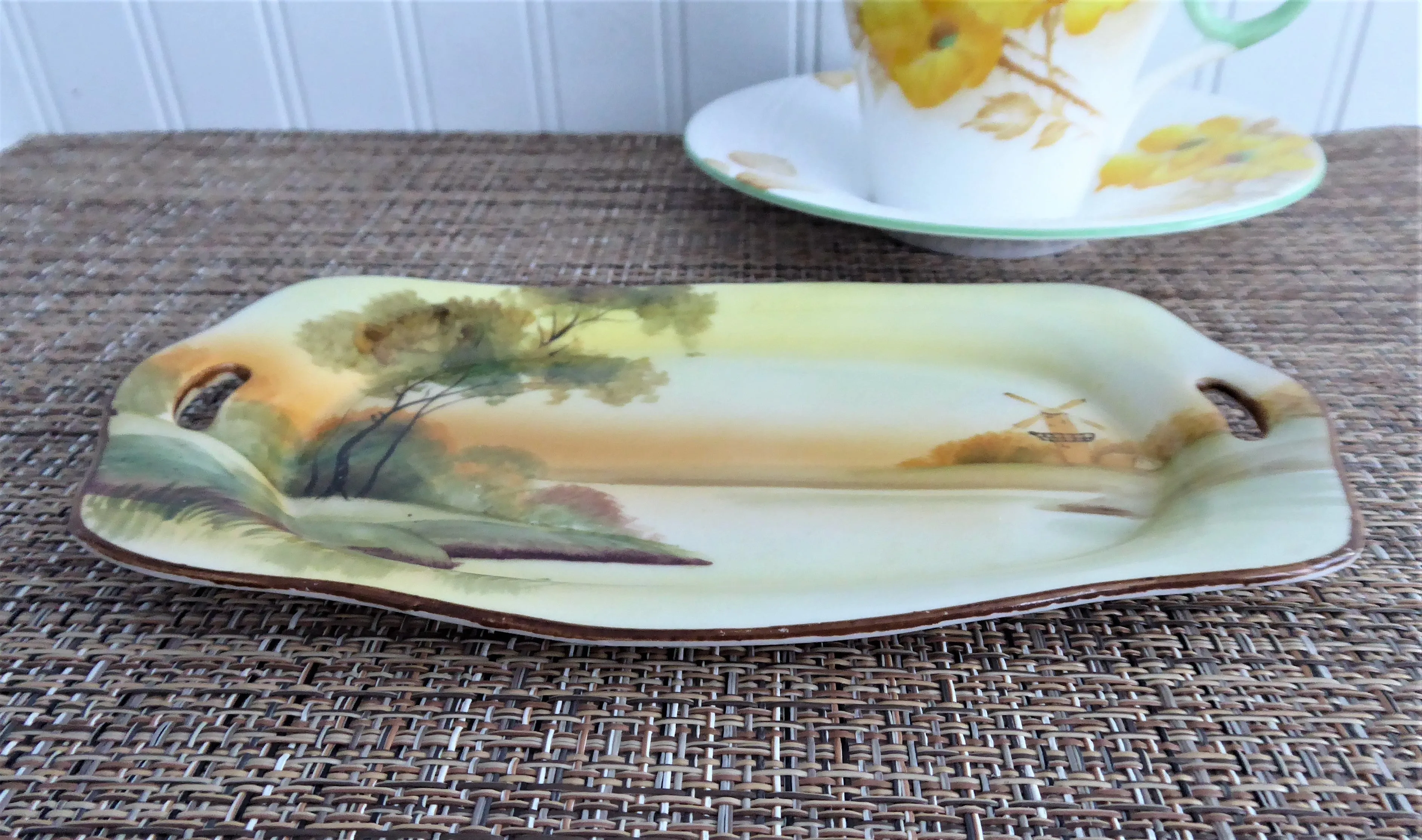 Noritake Nippon Plate Hand Painted Scene Rectangular 1910s Lemons Pen Tray Teabags