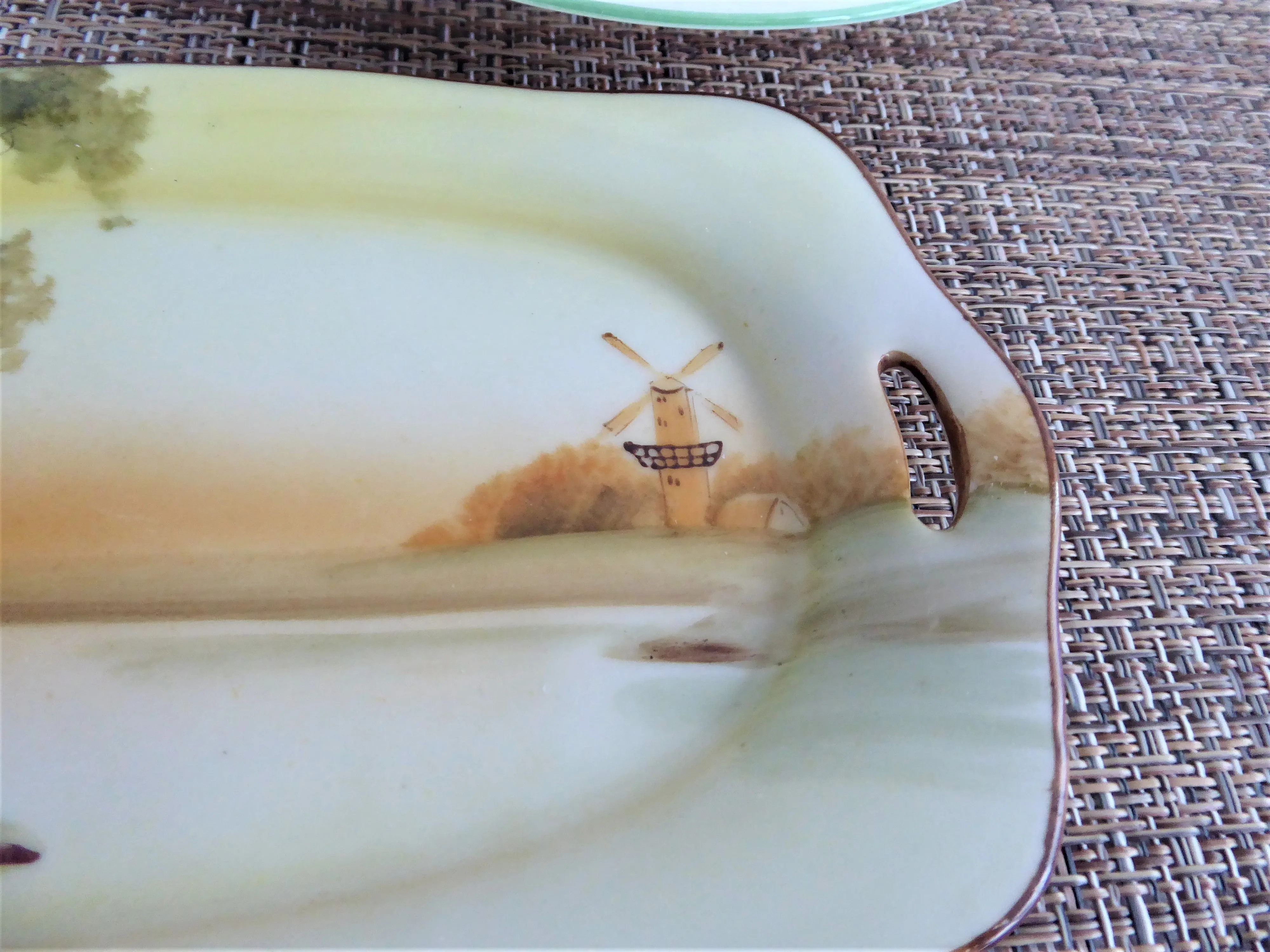 Noritake Nippon Plate Hand Painted Scene Rectangular 1910s Lemons Pen Tray Teabags