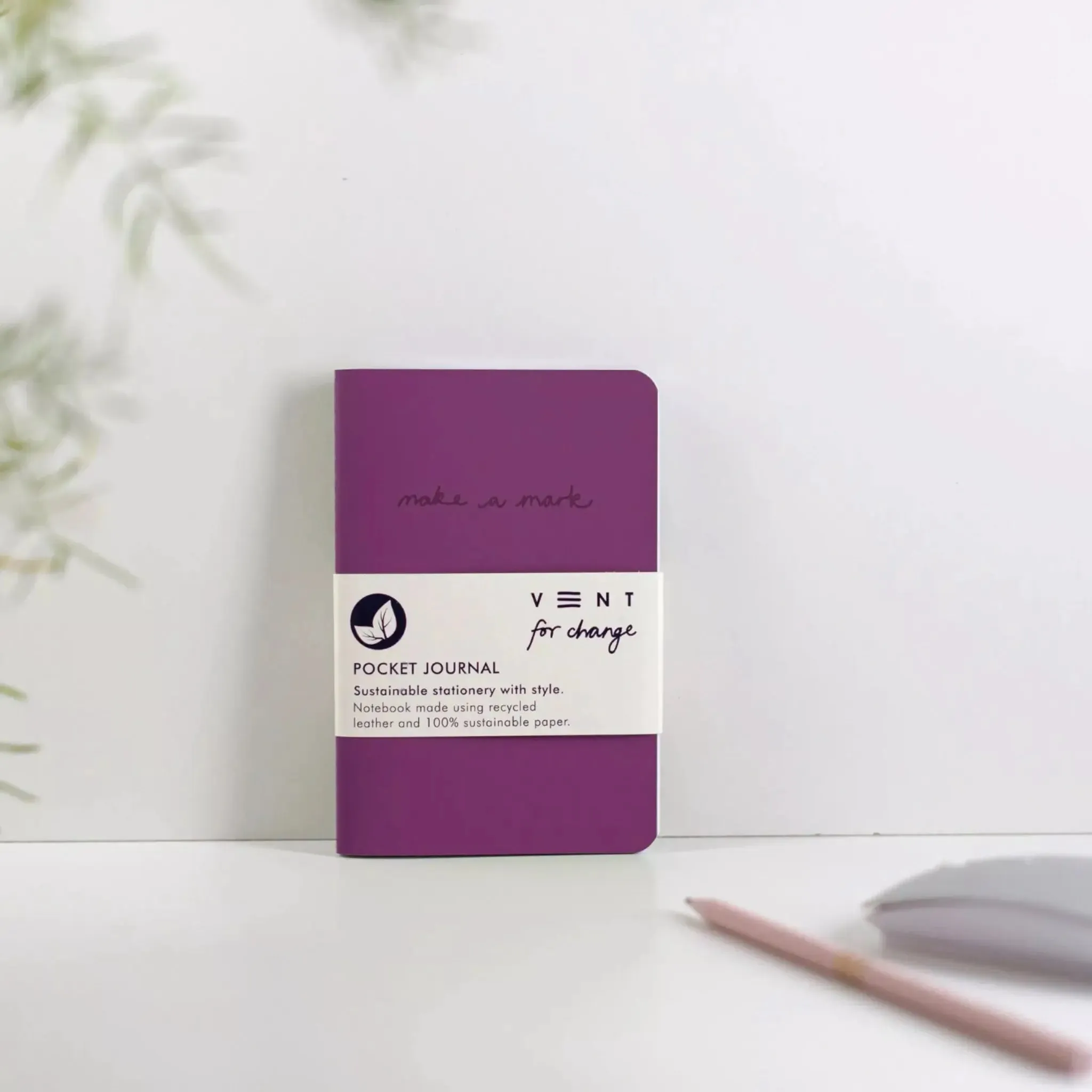 Notebook A6 Recycled Leather Journal - Purple