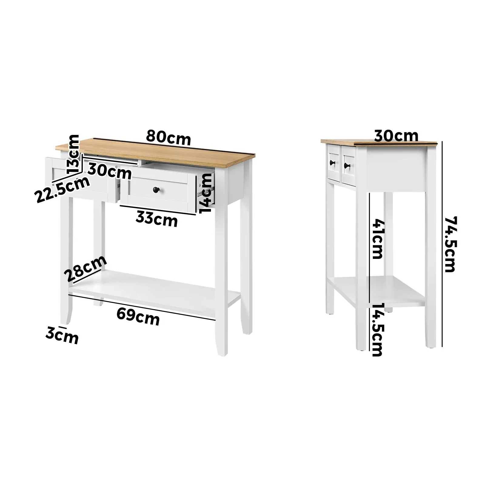 Oikiture Console Table Hallway Entry 2 Drawers Hall Side Display Shelf Desk