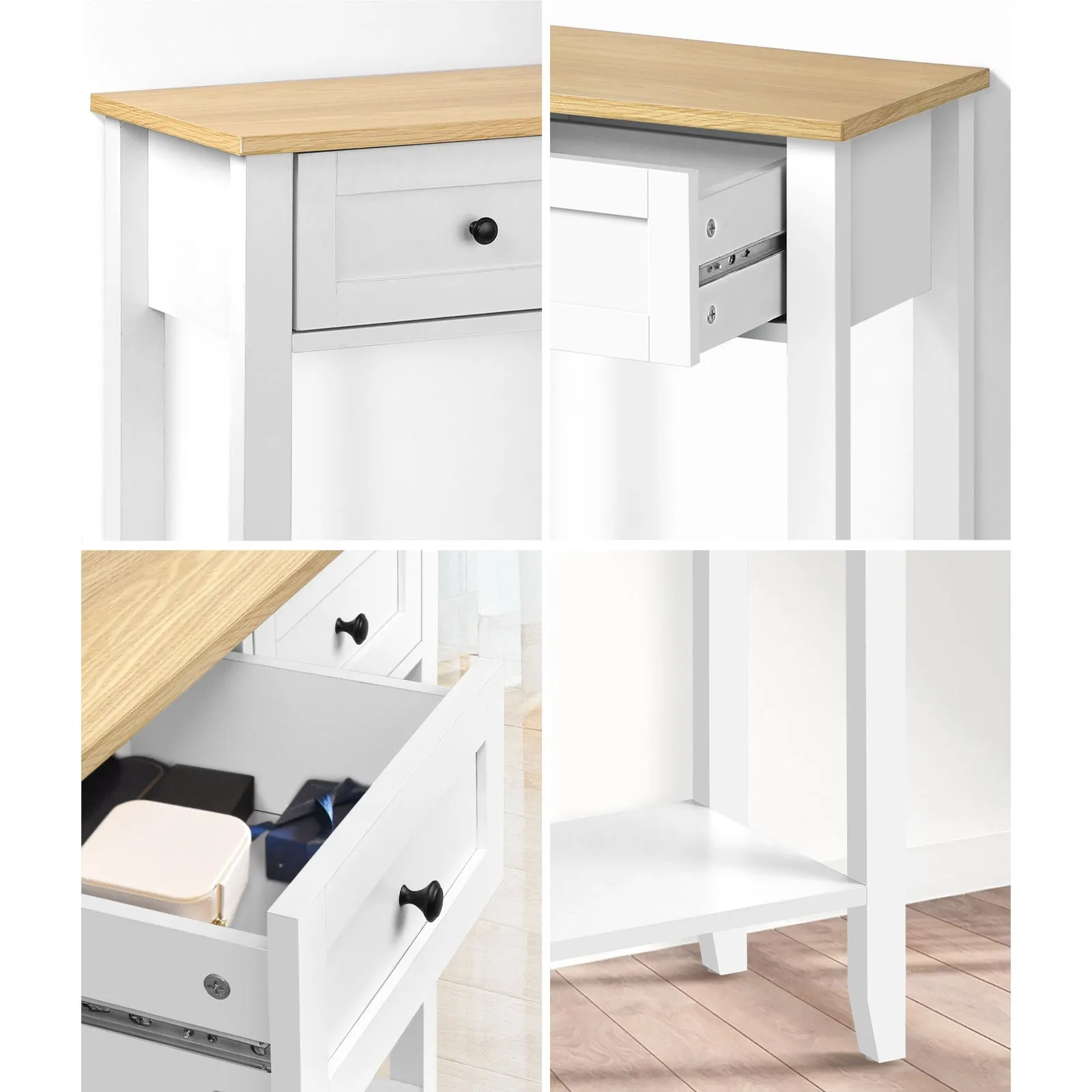 Oikiture Console Table Hallway Entry 2 Drawers Hall Side Display Shelf Desk