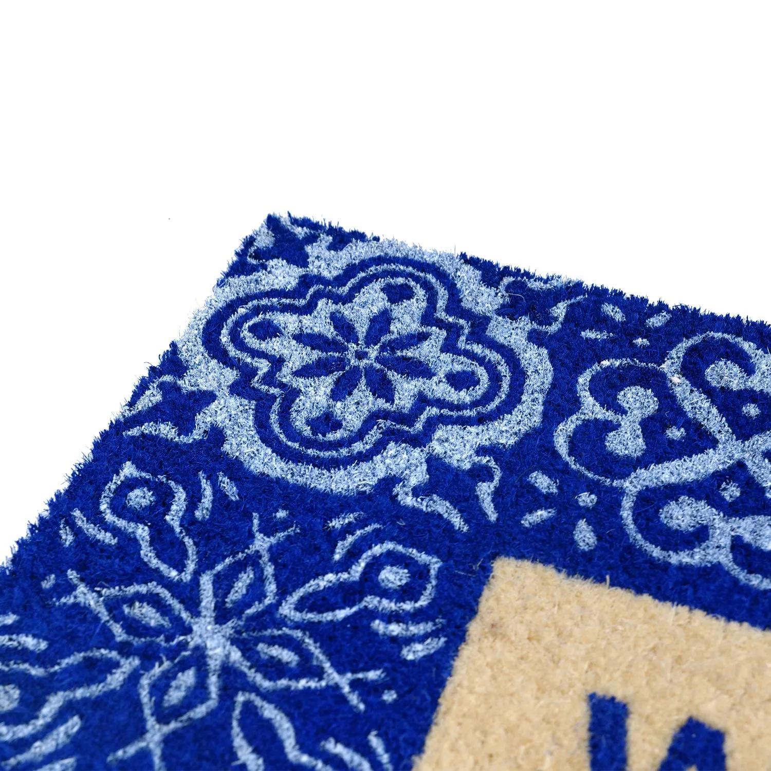 OnlyMat Welcome Printed Blue Colour Natural Coir Entrance Door Mat