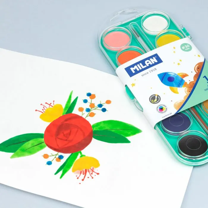 Opaque watercolour tablets 30 mm with brush