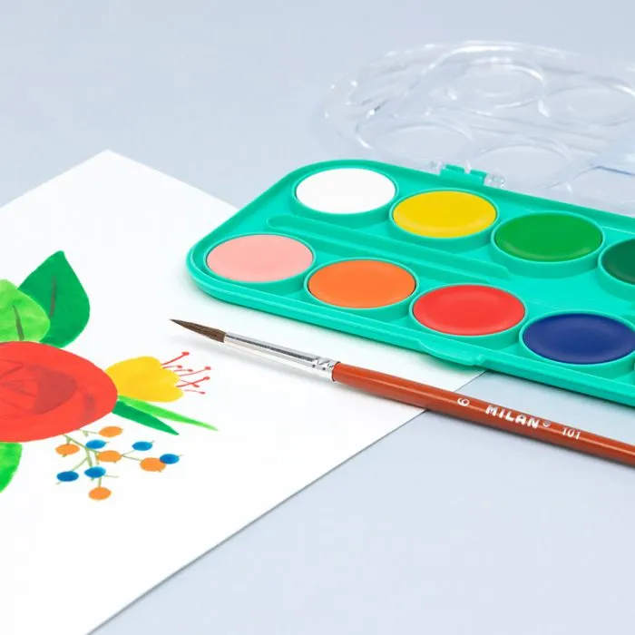 Opaque watercolour tablets 30 mm with brush