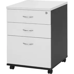 Oxley Mobile Pedestal 2 Drawer 1 File White/Ironstone