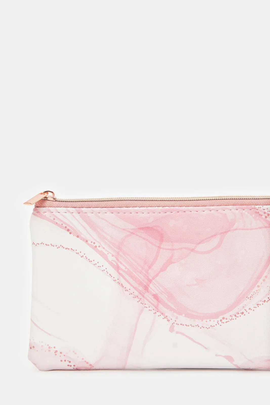 Pink And Gold Printed Pencil Case