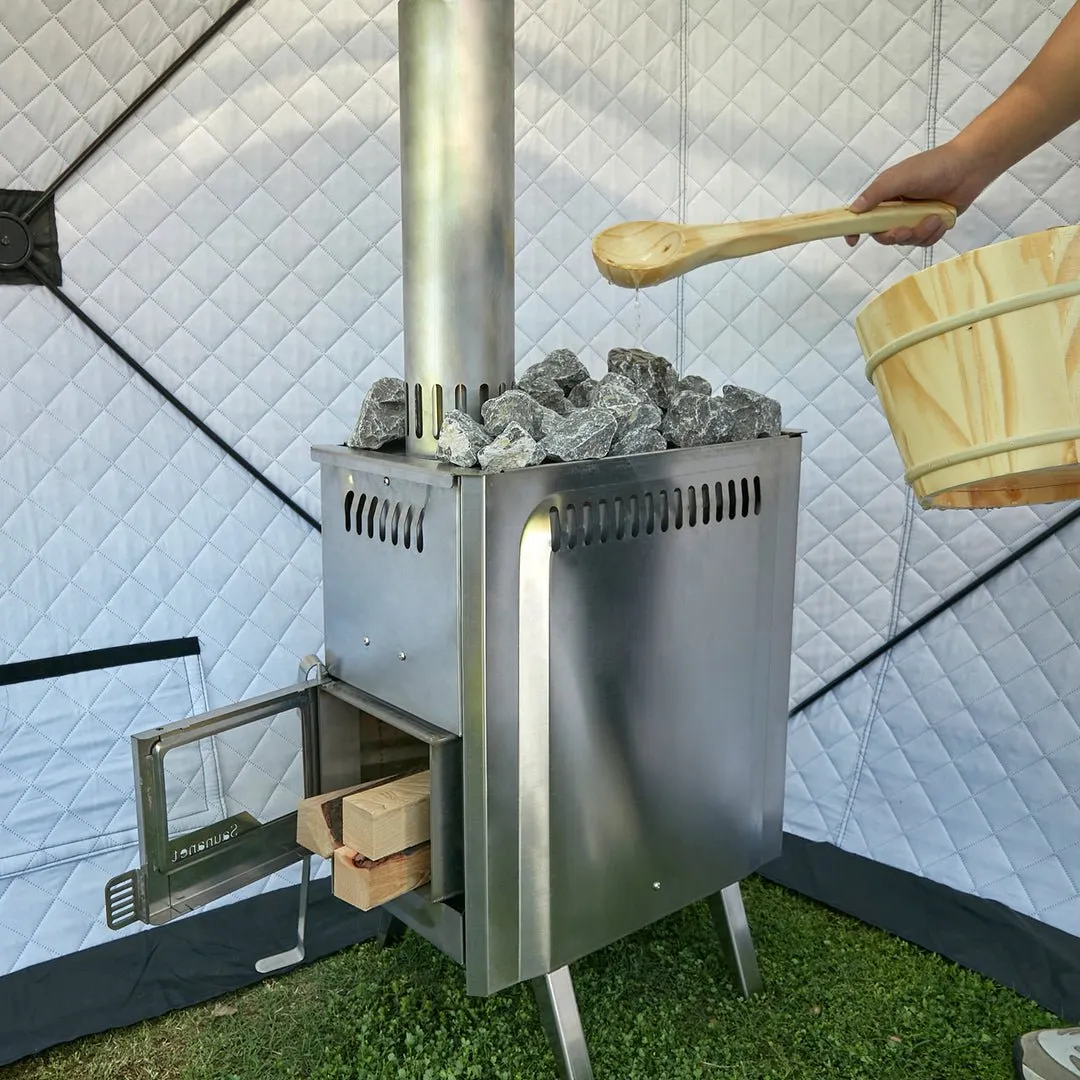 Portable Outdoor Tent Sauna With Wood Burning Stove - Insulated Ice Fishing Tent, Snow Proof Windproof Winter Cold Weather Tent