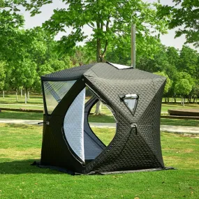 Portable Outdoor Tent Sauna With Wood Burning Stove - Insulated Ice Fishing Tent, Snow Proof Windproof Winter Cold Weather Tent