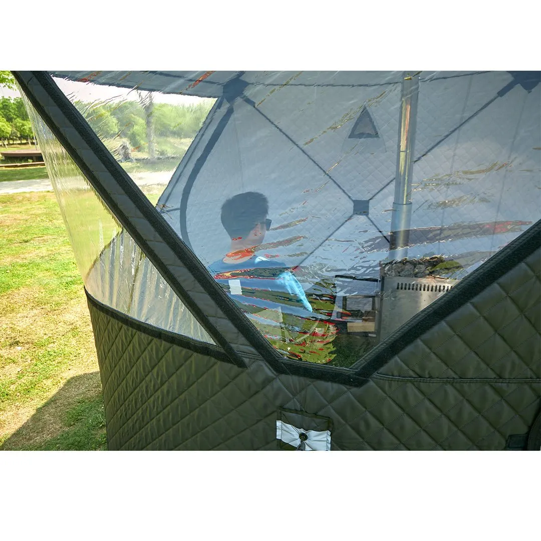 Portable Outdoor Tent Sauna With Wood Burning Stove - Insulated Ice Fishing Tent, Snow Proof Windproof Winter Cold Weather Tent