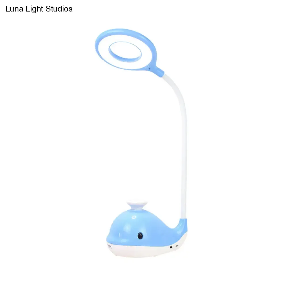 Portable Whale Desk Light with USB Charging Port - Lovely Blue Reading Lamp for Dormitory