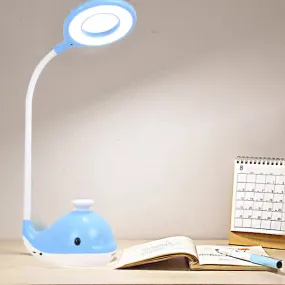 Portable Whale Desk Light with USB Charging Port - Lovely Blue Reading Lamp for Dormitory