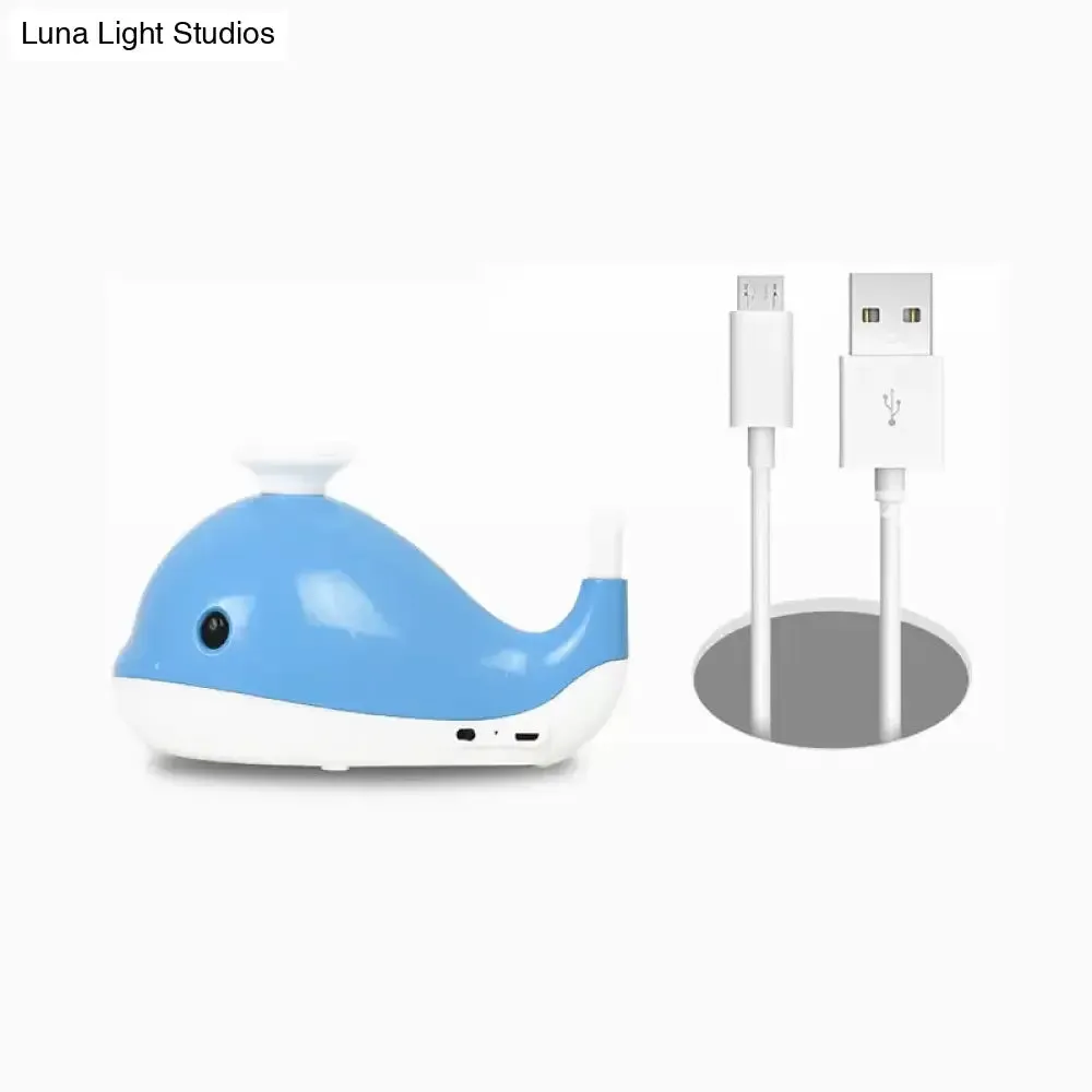 Portable Whale Desk Light with USB Charging Port - Lovely Blue Reading Lamp for Dormitory