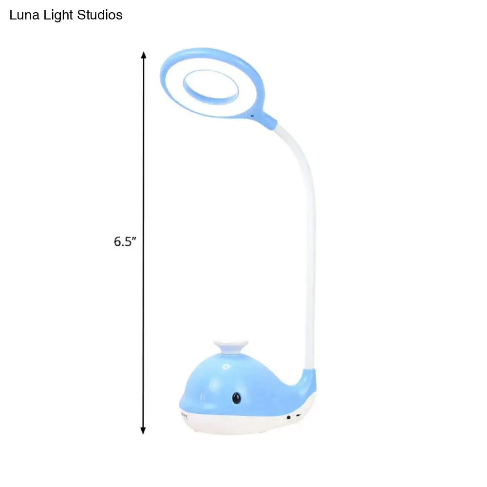 Portable Whale Desk Light with USB Charging Port - Lovely Blue Reading Lamp for Dormitory