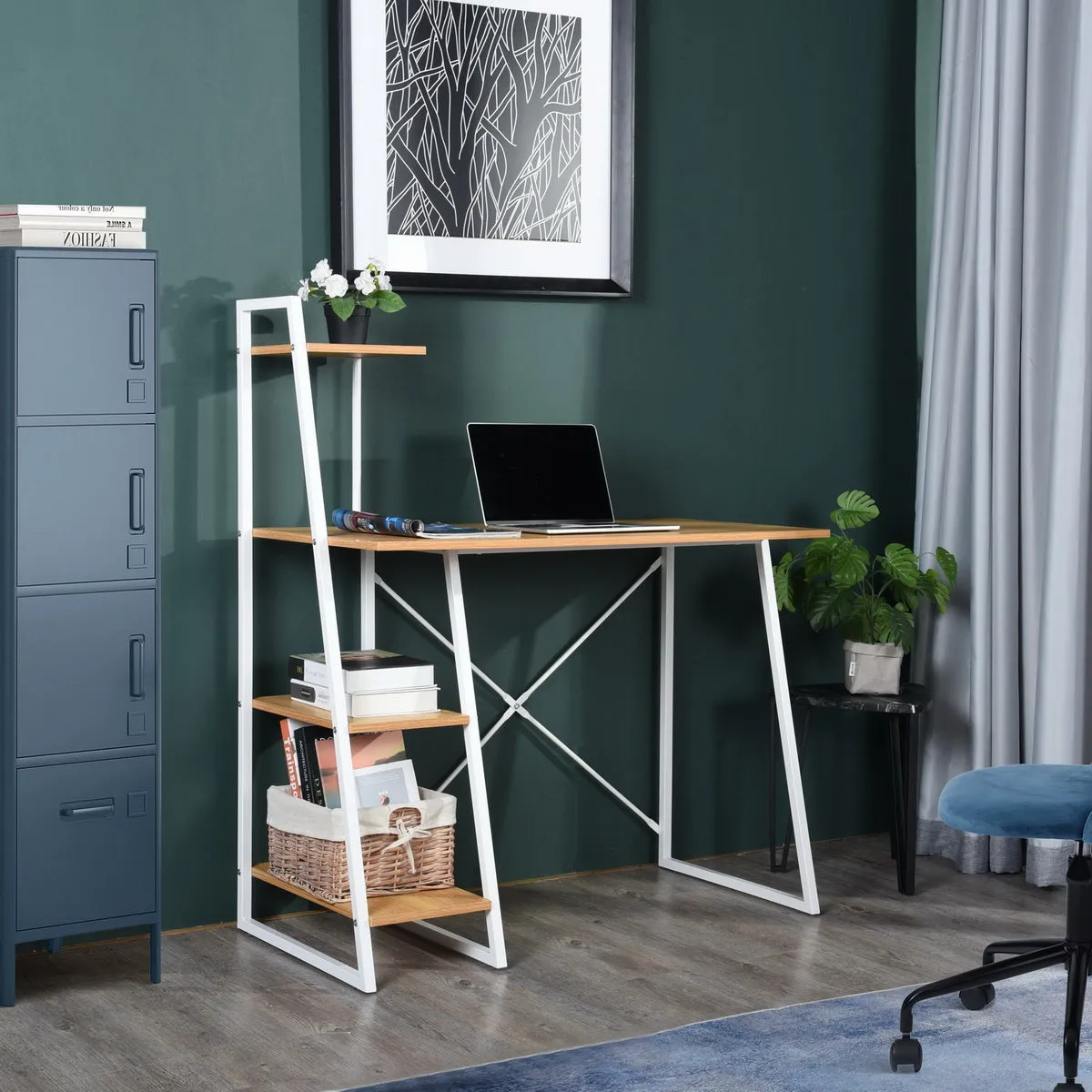 POUCHU Modern Storage Wooden Desk - HomyCasa