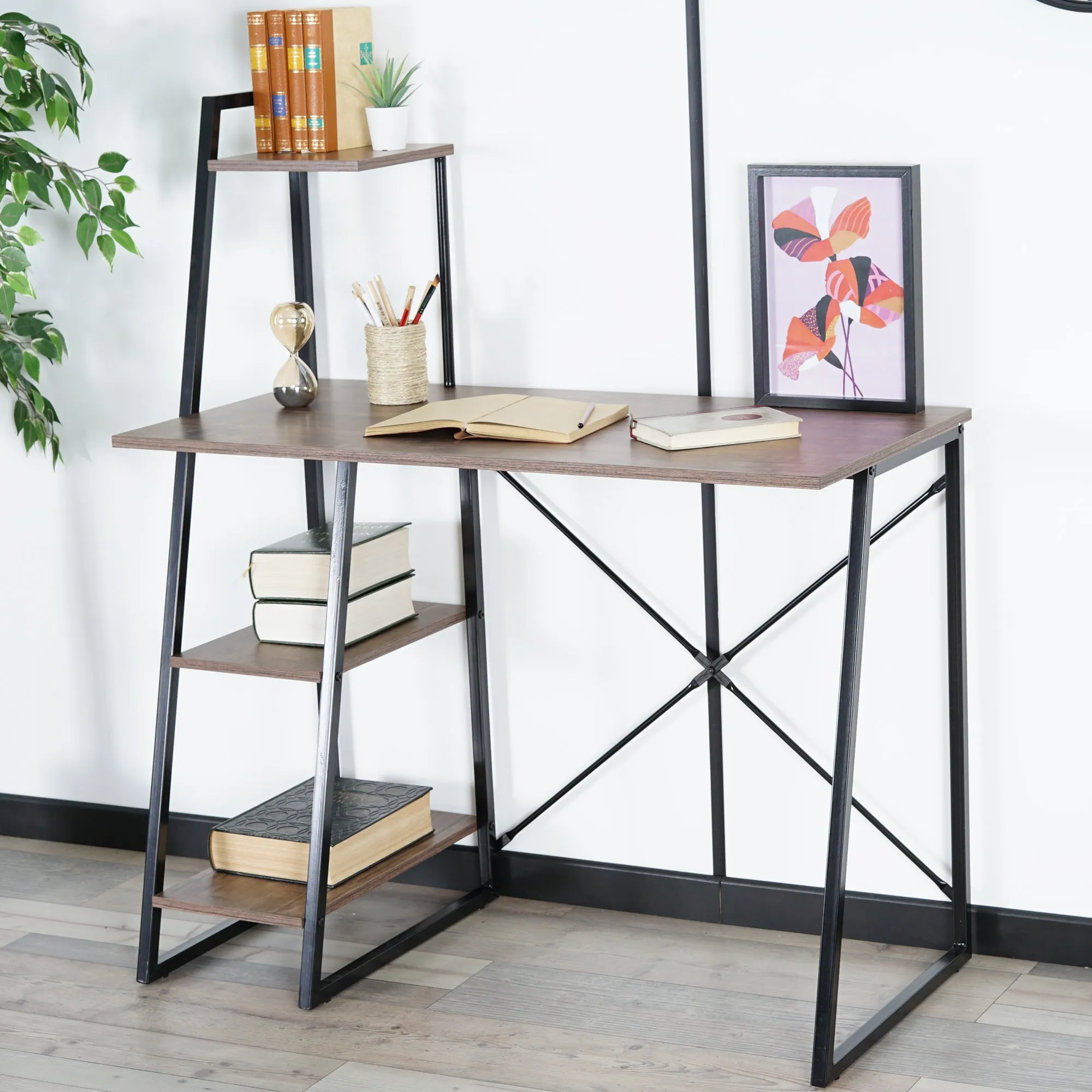 POUCHU Modern Storage Wooden Desk - HomyCasa
