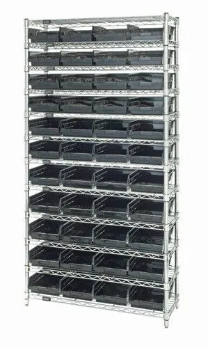 Quantum WR12-108CO Wire Shelving System with 12 Shelves, 18" x 36" x 74"