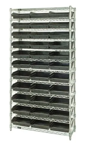 Quantum WR12-109CO Wire Shelving System with 12 Shelves, 12" x 36" x 74"