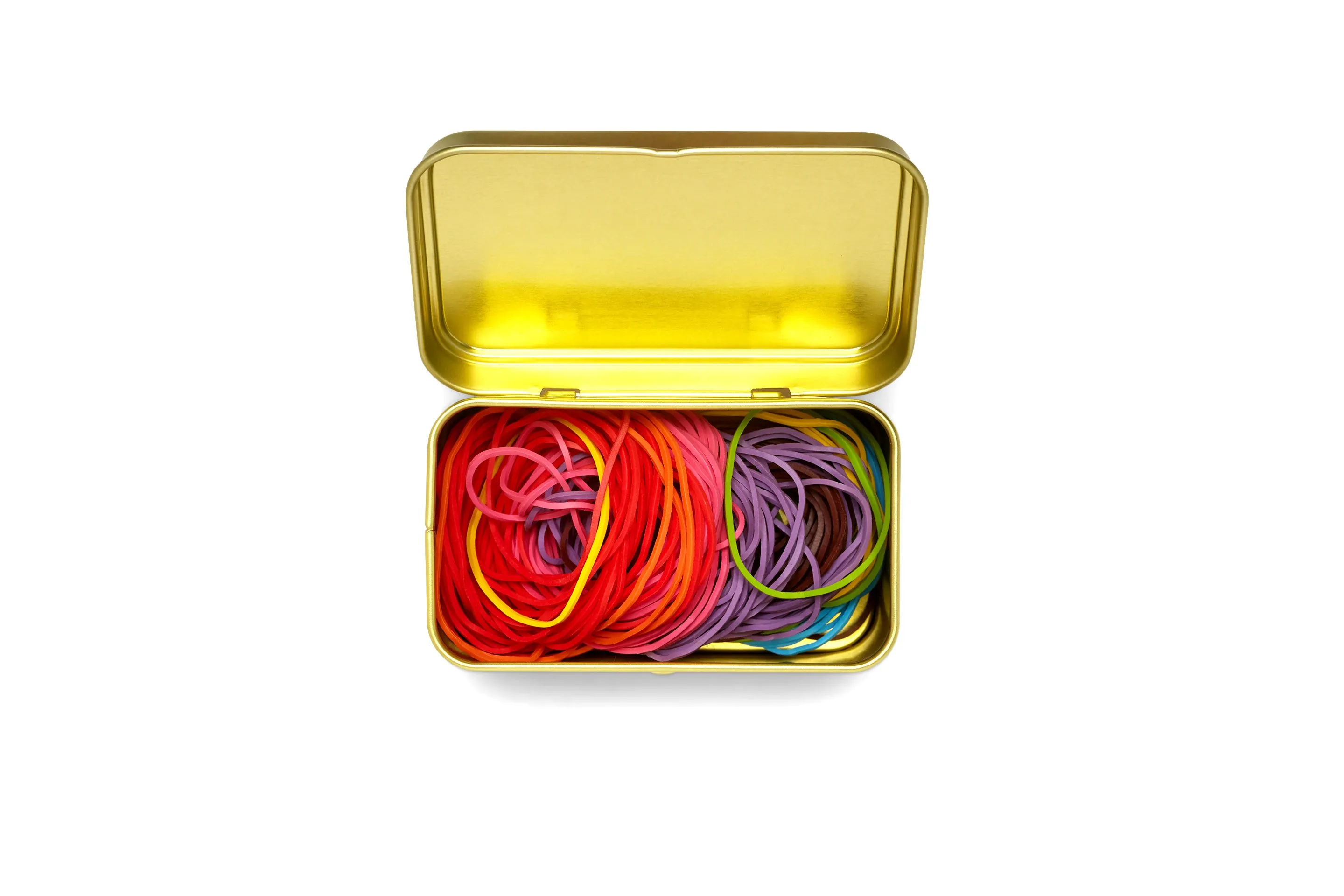 Rainbow Rubber Bands In Tin