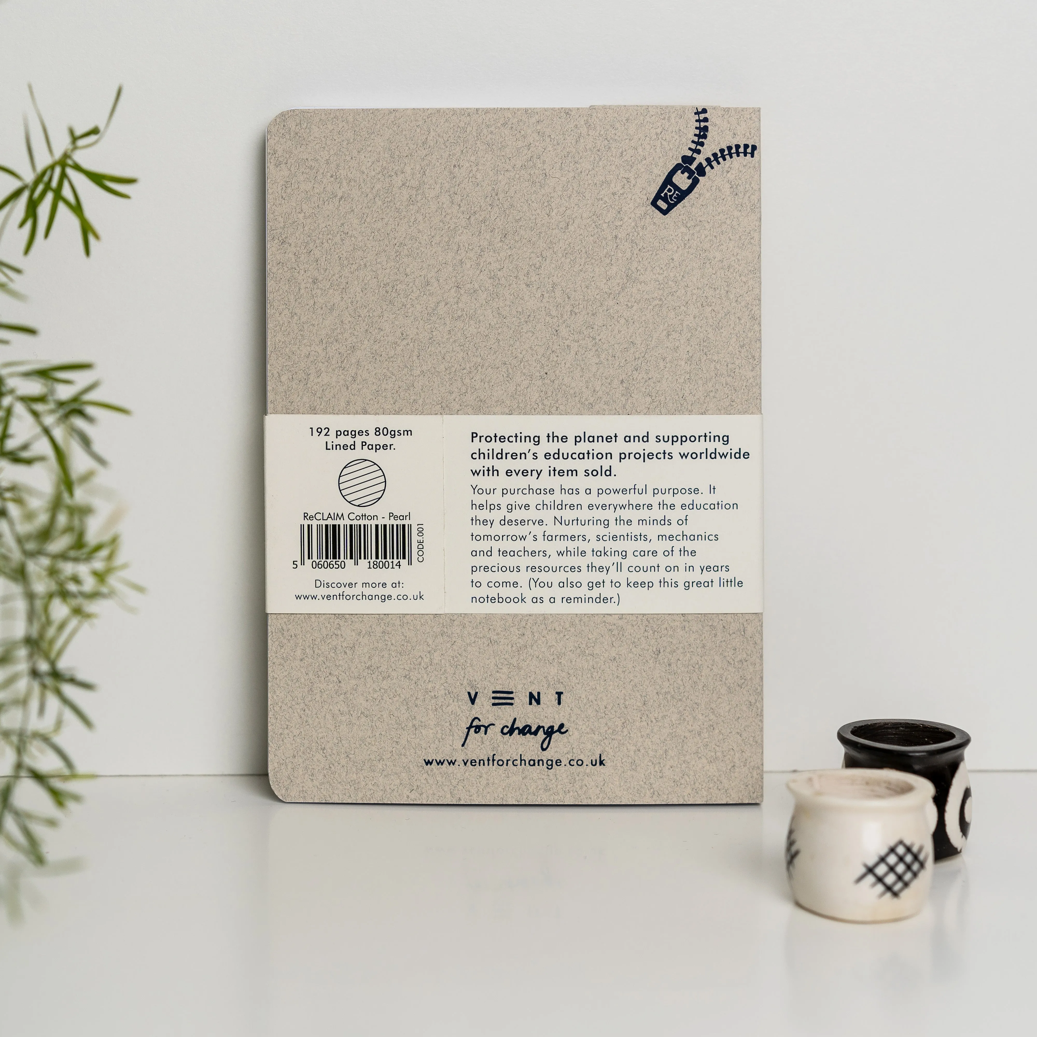 Reclaimed Cotton A5 Notebook - Pearl