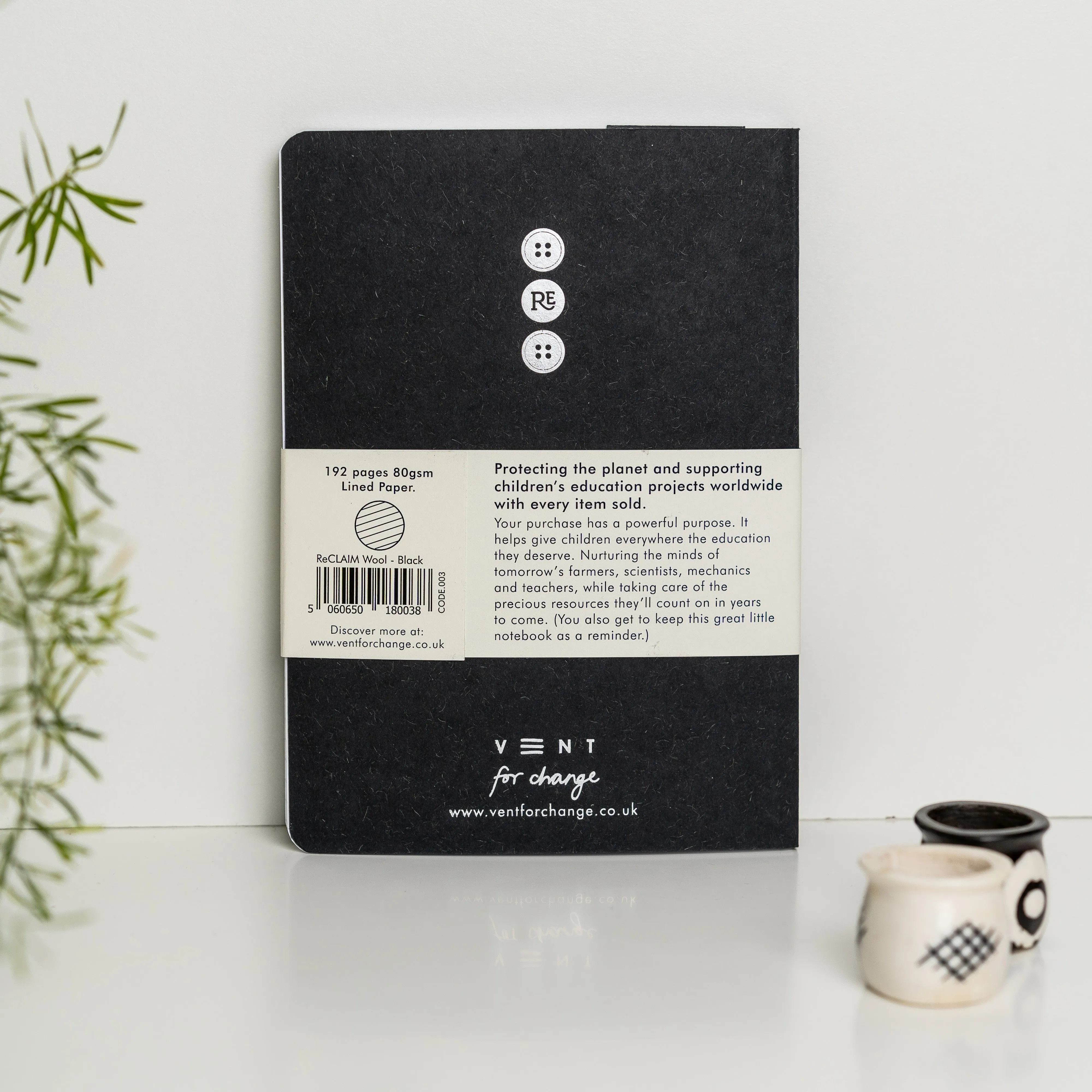 Reclaimed Wool A5 Notebook - Black