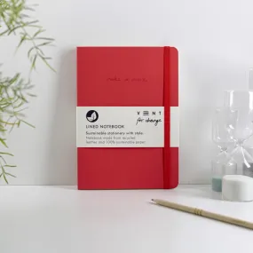 Recycled Leather A5 Lined Notebook – Red