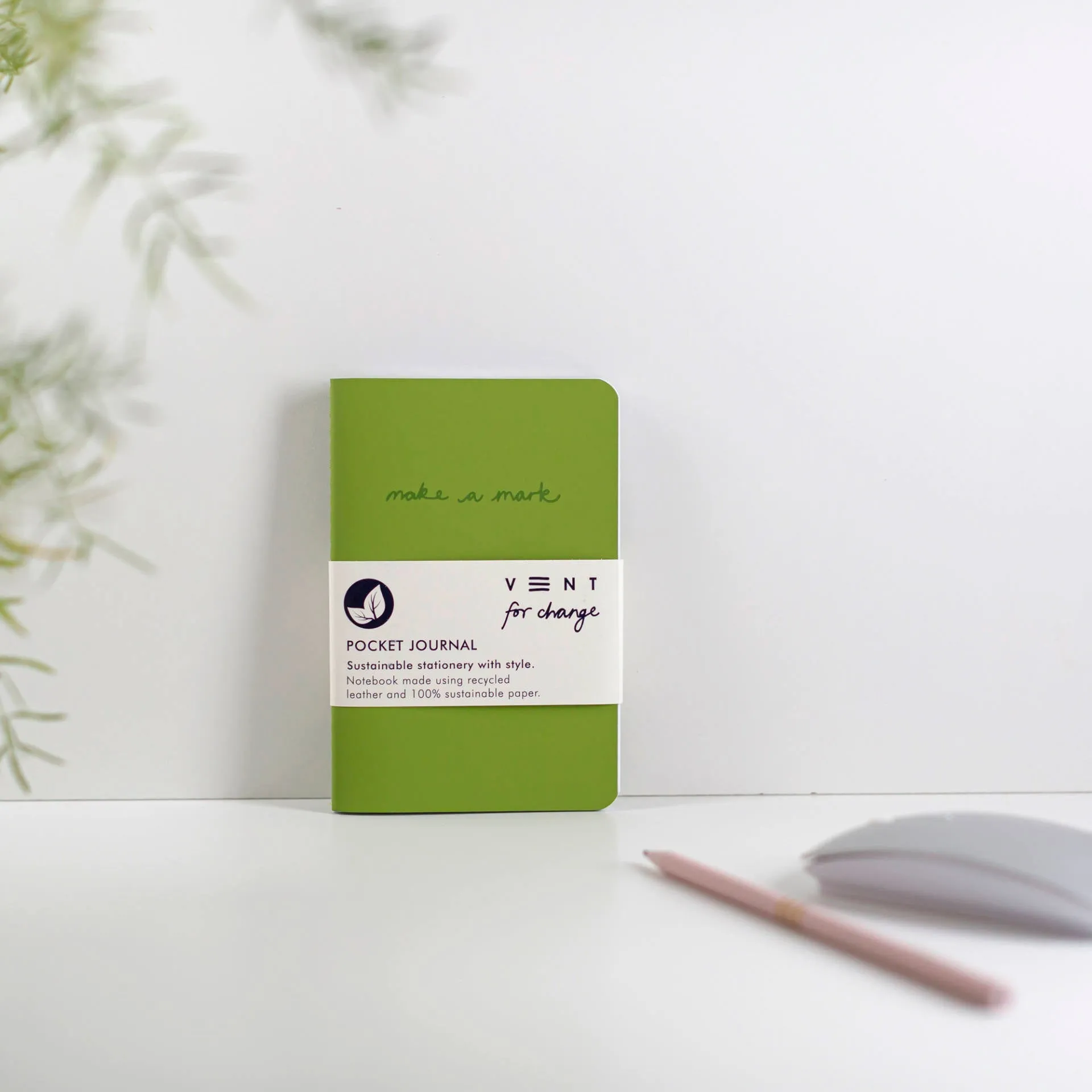 Recycled Leather Pocket Notebook Journal – Green