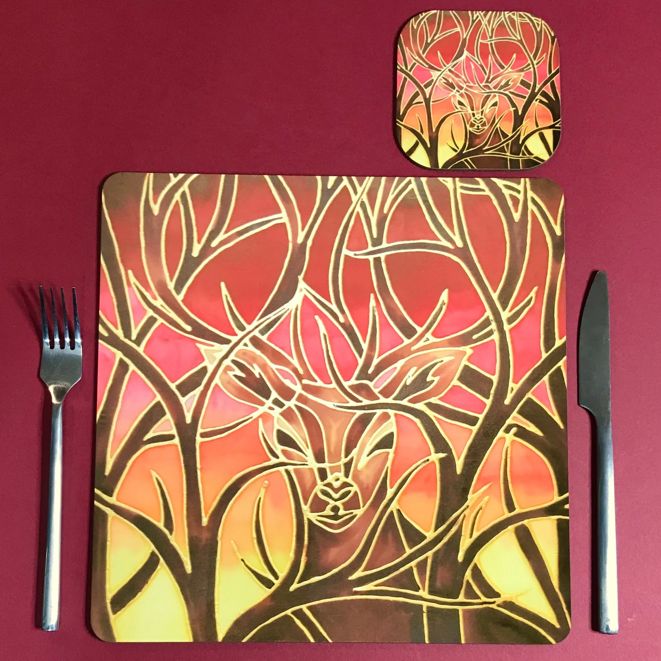Red Fox Square Table Mats & Coasters - Wildlife Table Mats
