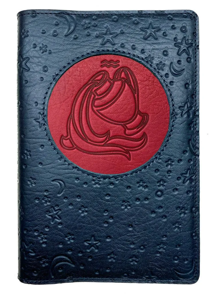 Refillable Leather Journal, Zodiac Icon, Aquarius