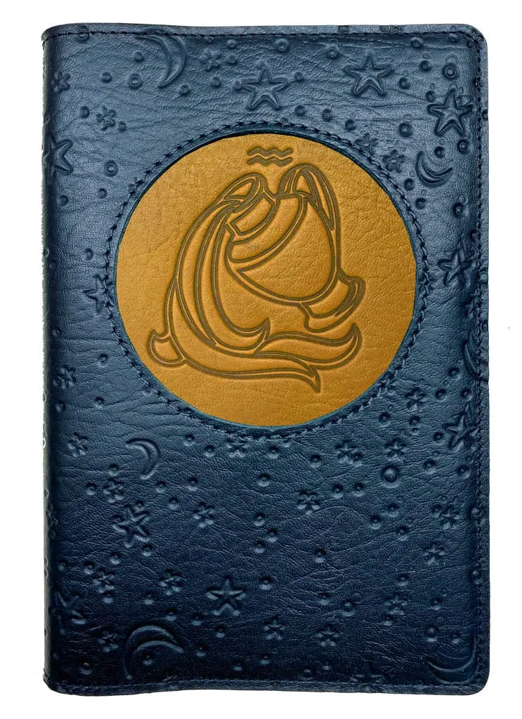 Refillable Leather Journal, Zodiac Icon, Aquarius