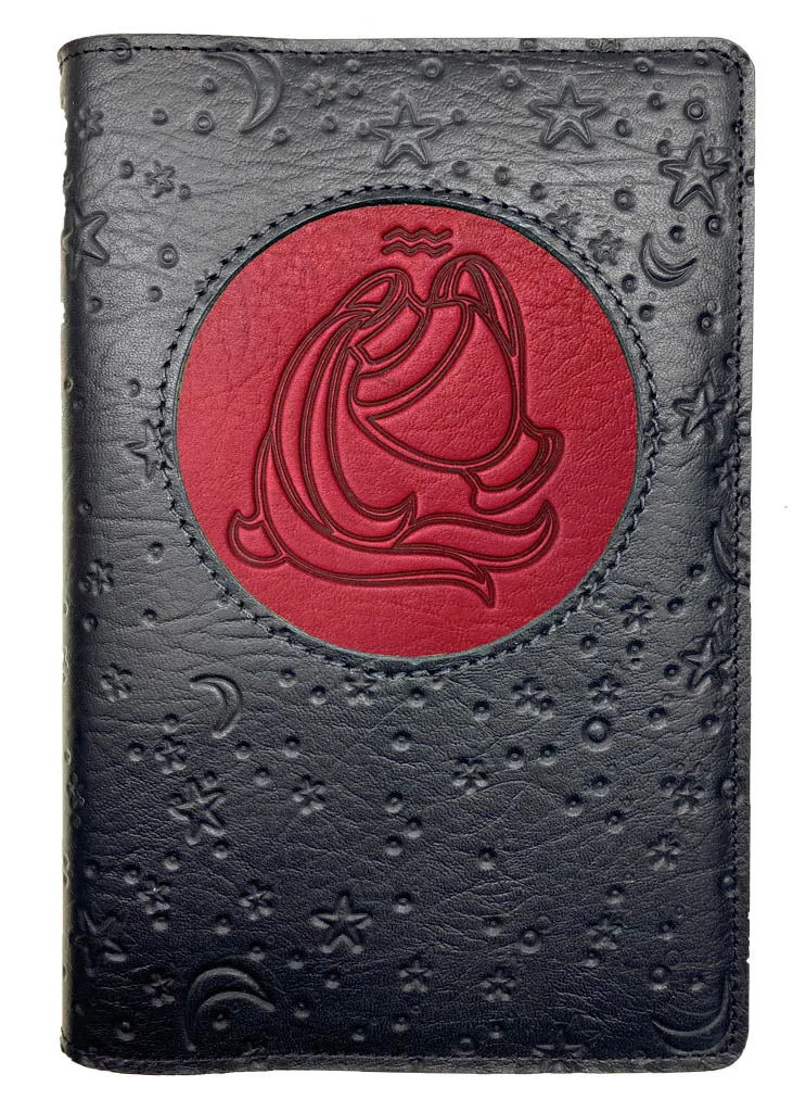 Refillable Leather Journal, Zodiac Icon, Aquarius