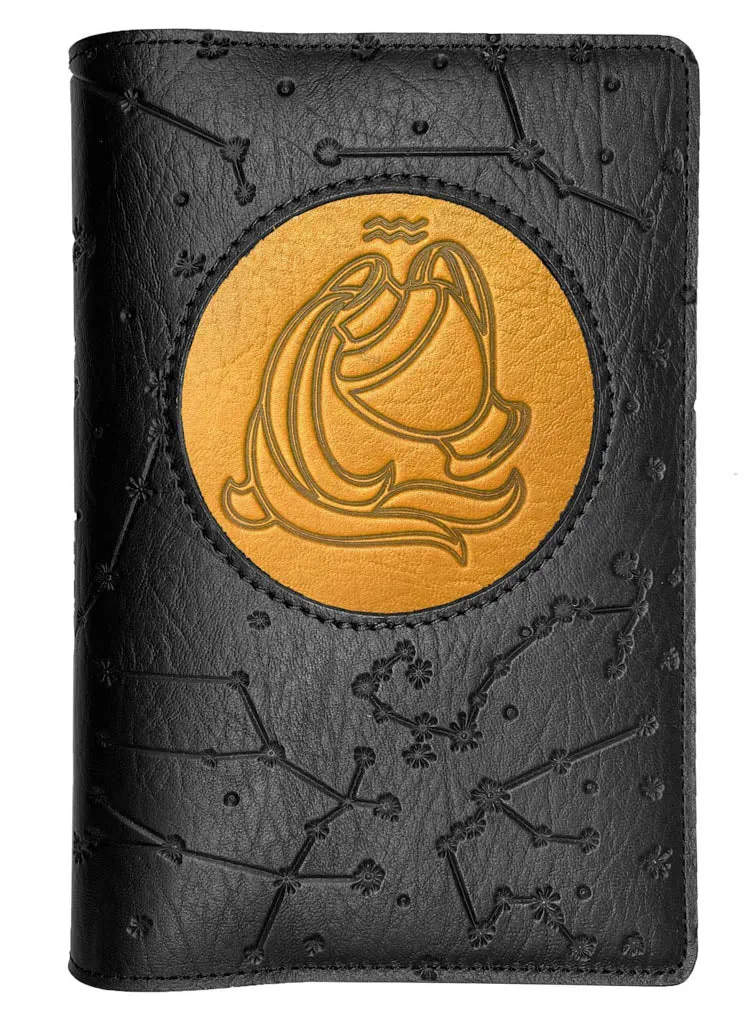 Refillable Leather Journal, Zodiac Icon, Aquarius