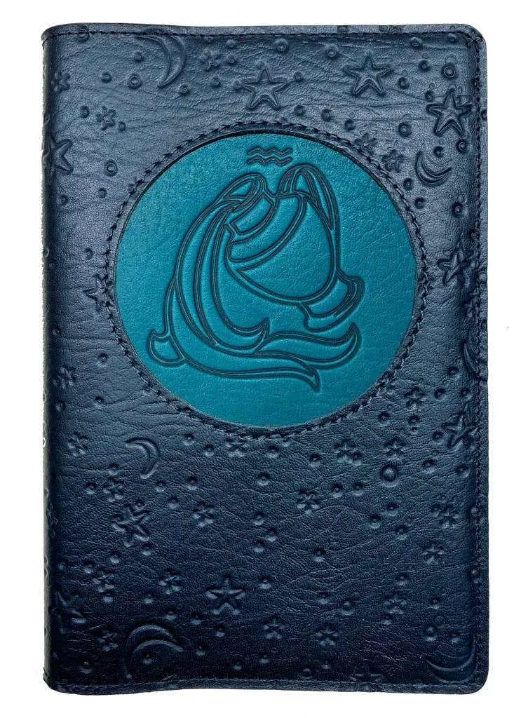 Refillable Leather Journal, Zodiac Icon, Aquarius