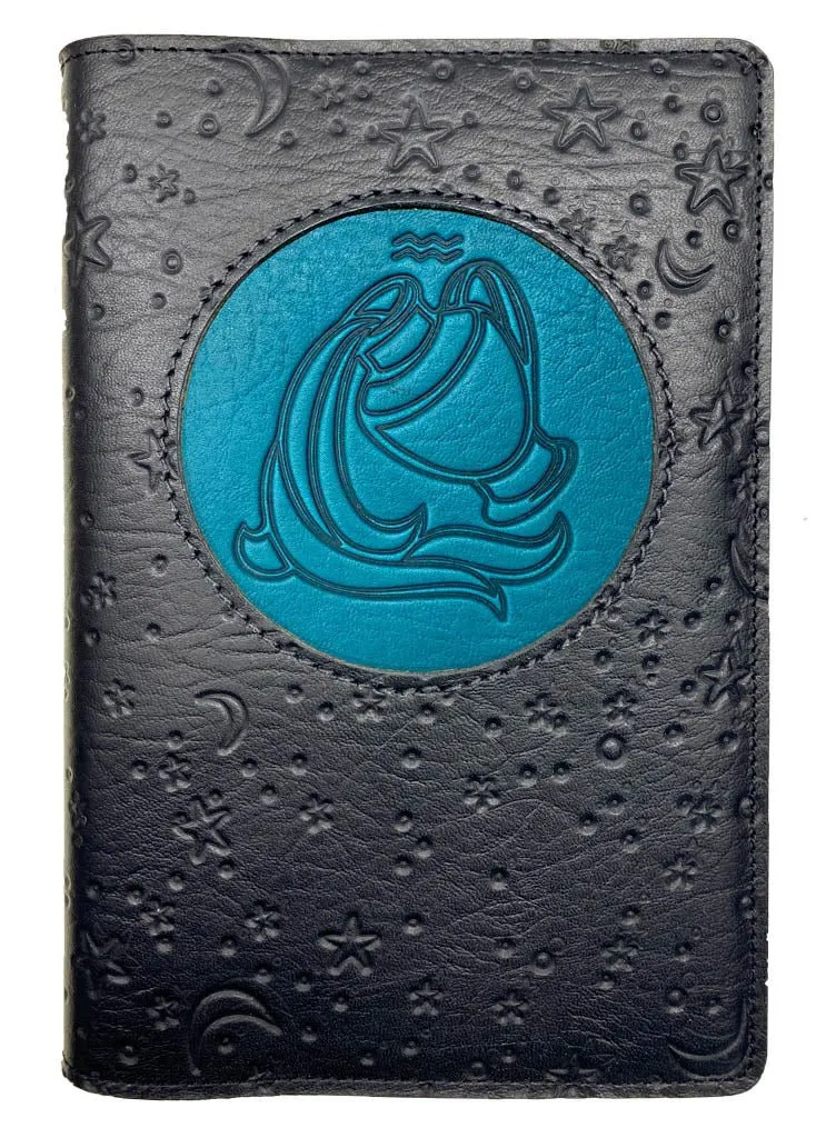 Refillable Leather Journal, Zodiac Icon, Aquarius