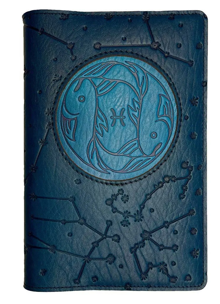 Refillable Leather Journal, Zodiac Icon, Pisces
