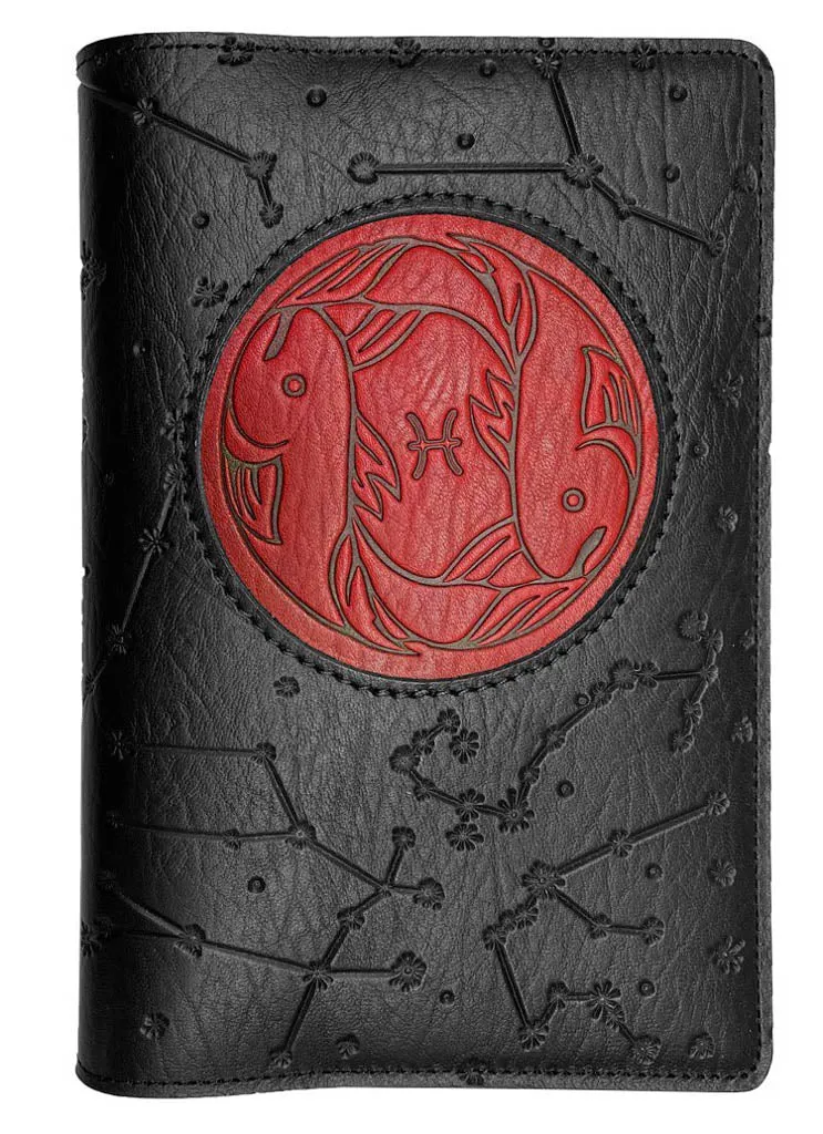Refillable Leather Journal, Zodiac Icon, Pisces