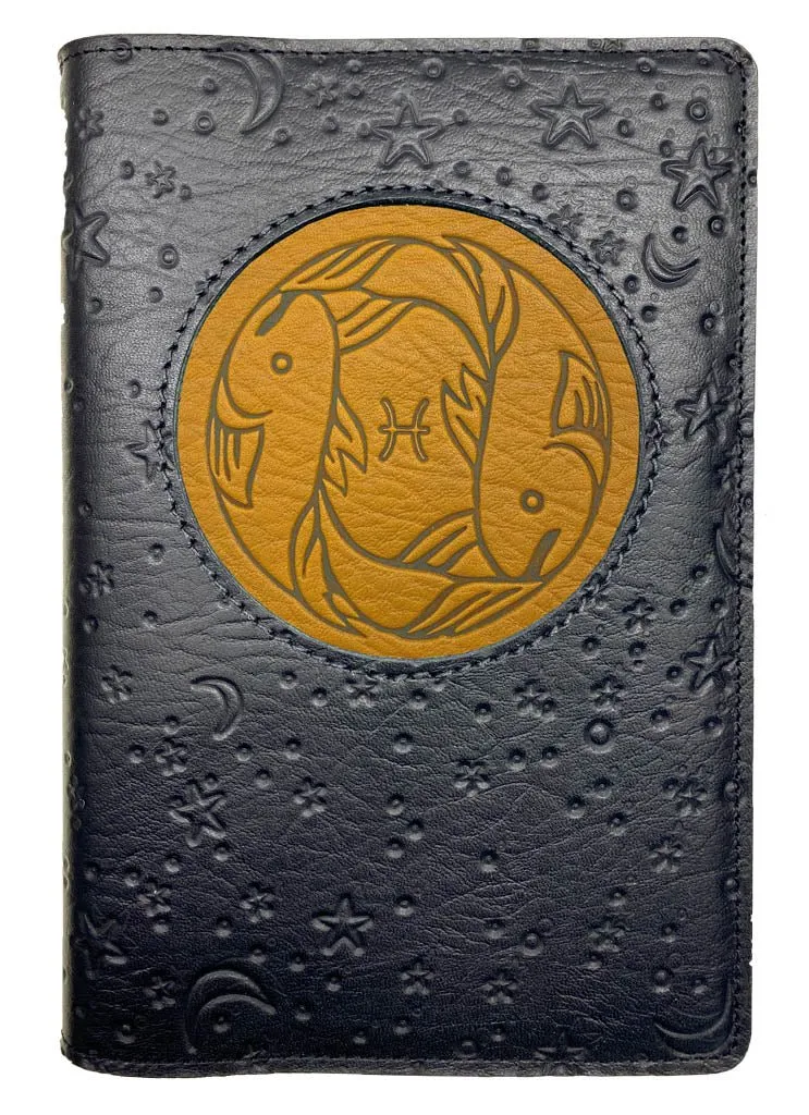 Refillable Leather Journal, Zodiac Icon, Pisces