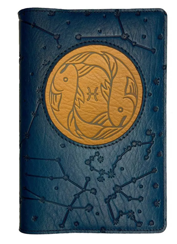 Refillable Leather Journal, Zodiac Icon, Pisces