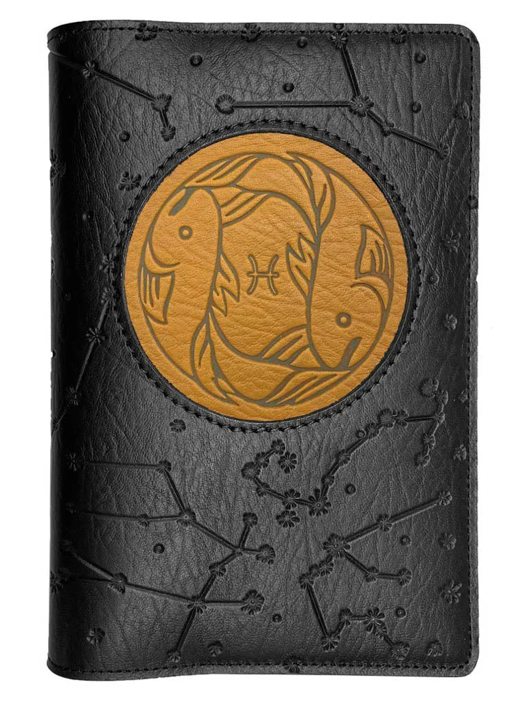 Refillable Leather Journal, Zodiac Icon, Pisces