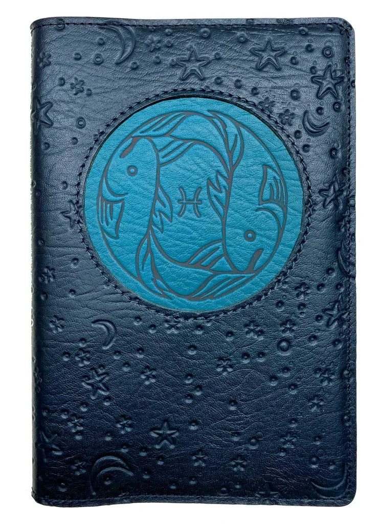 Refillable Leather Journal, Zodiac Icon, Pisces