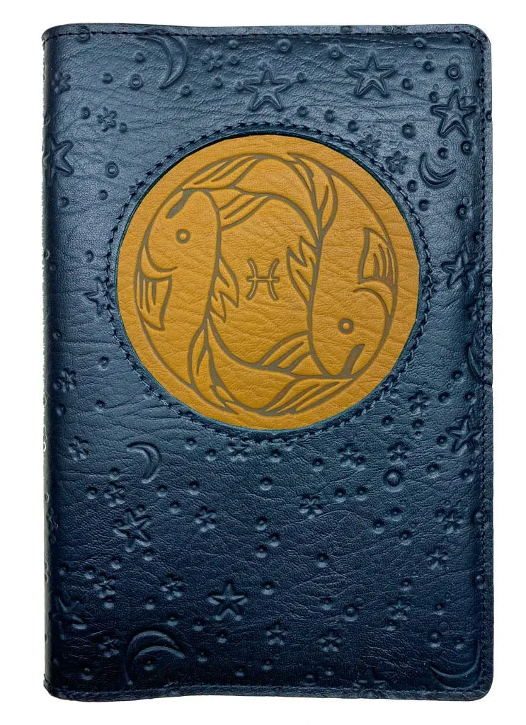 Refillable Leather Journal, Zodiac Icon, Pisces