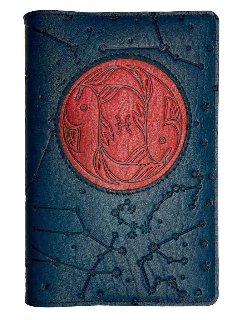 Refillable Leather Journal, Zodiac Icon, Pisces