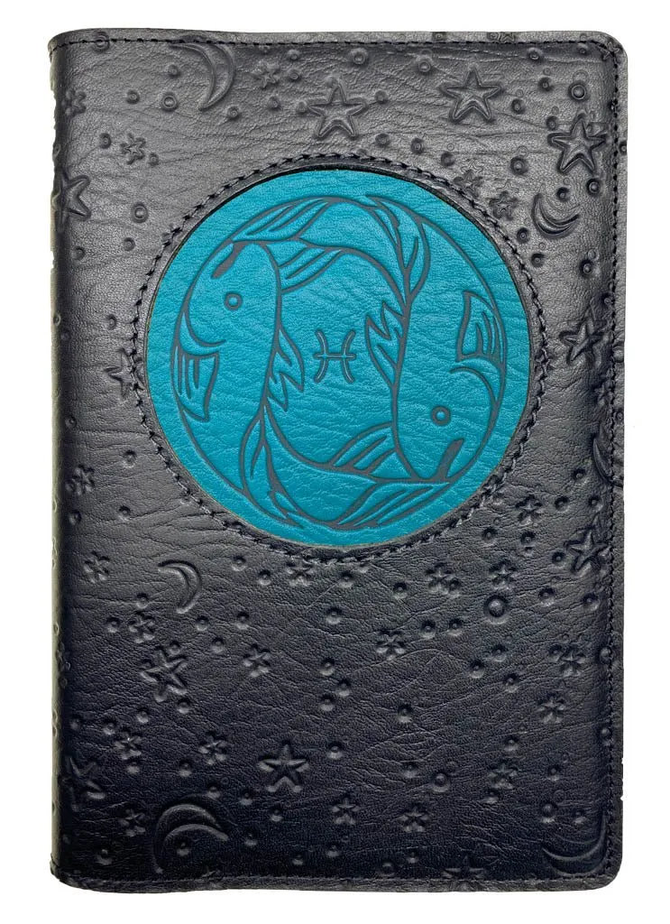 Refillable Leather Journal, Zodiac Icon, Pisces