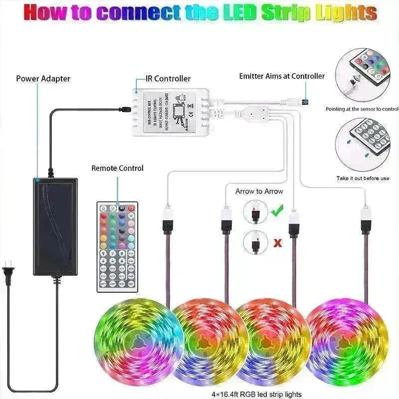 RGB 5050 LED Light Strip Color changing LED Strip Light with Remote Controller 20 meters Long 44keys Controller