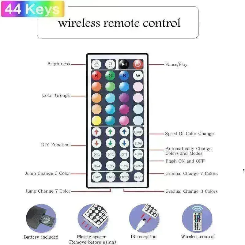 RGB 5050 LED Light Strip Color changing LED Strip Light with Remote Controller 20 meters Long 44keys Controller