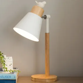 Rotatable Wood Desk Light - Nordic Style Animal Deco Table Lamp in Beige