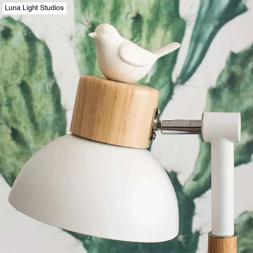 Rotatable Wood Desk Light - Nordic Style Animal Deco Table Lamp in Beige